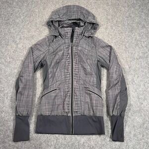 Lululemon Athletica Coal Pig‎ Pink Shale Stripe Run Back On Track Jacket Size 4